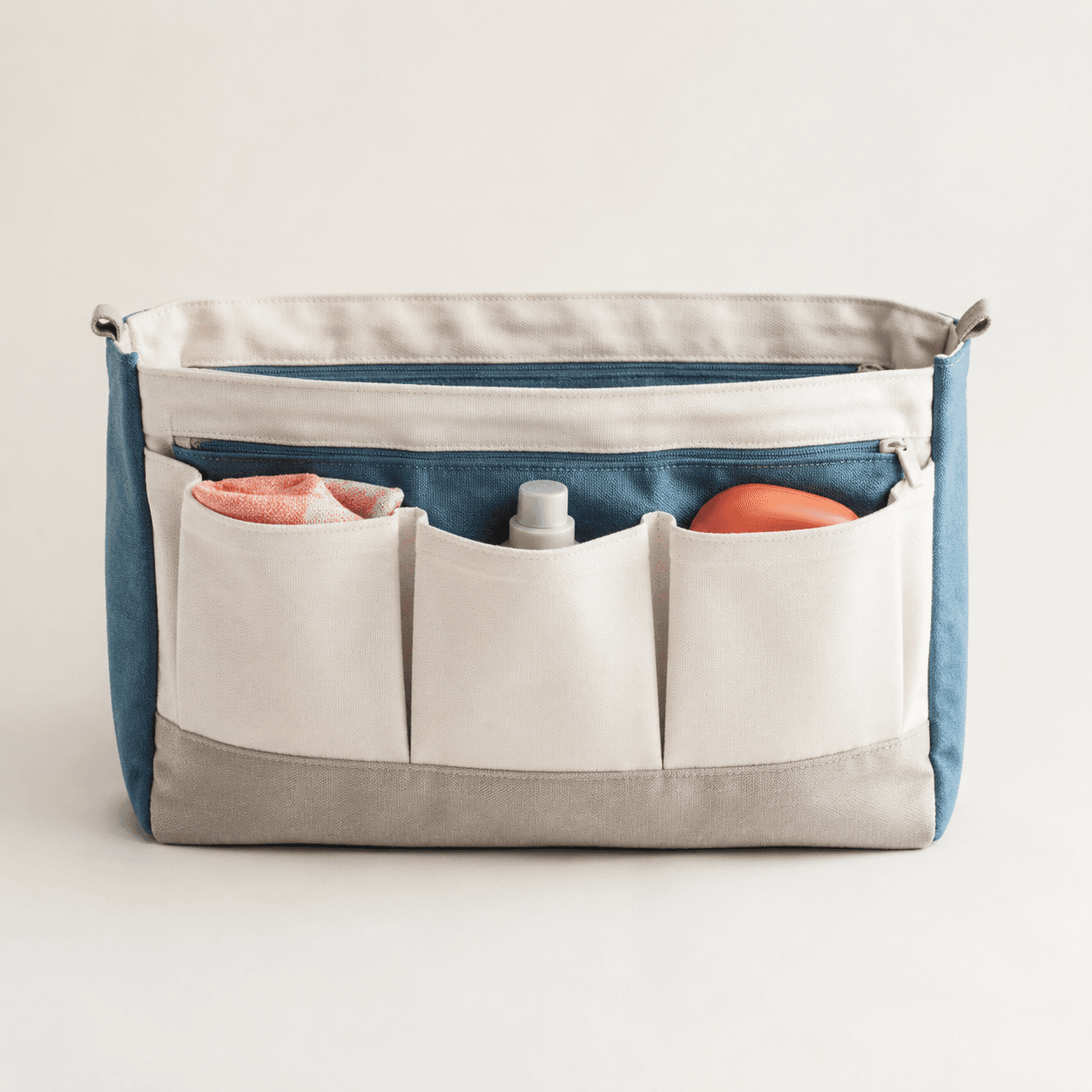 Cotton Tote Insert — Structured insert that turns any tote into a tidy organizer.